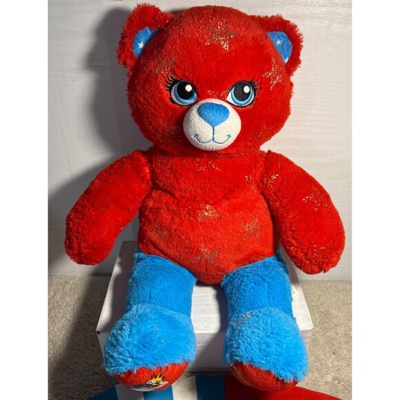 Build A Bear Workshop Wonder Woman Plush Bear With Cape & Tutu 16" Red Blue Gold - Picture 7 of 16